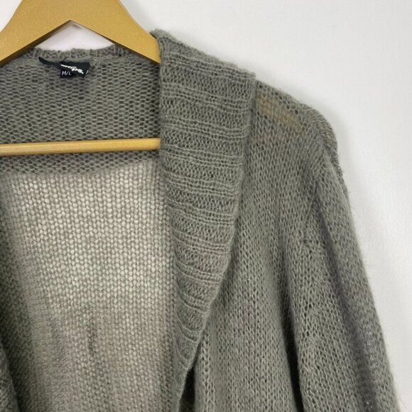 Wooden Ships Gray Mohair and Wool Blend Open Front Cardigan Sweater - Picture 7 of 9